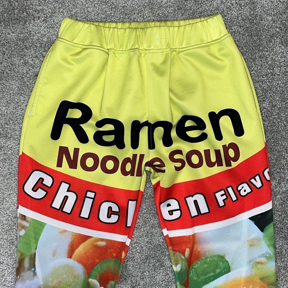 Ramen Noodle Chicken flavor Wild print sweatpants pants joggers L Japan cool - Picture 2 of 4